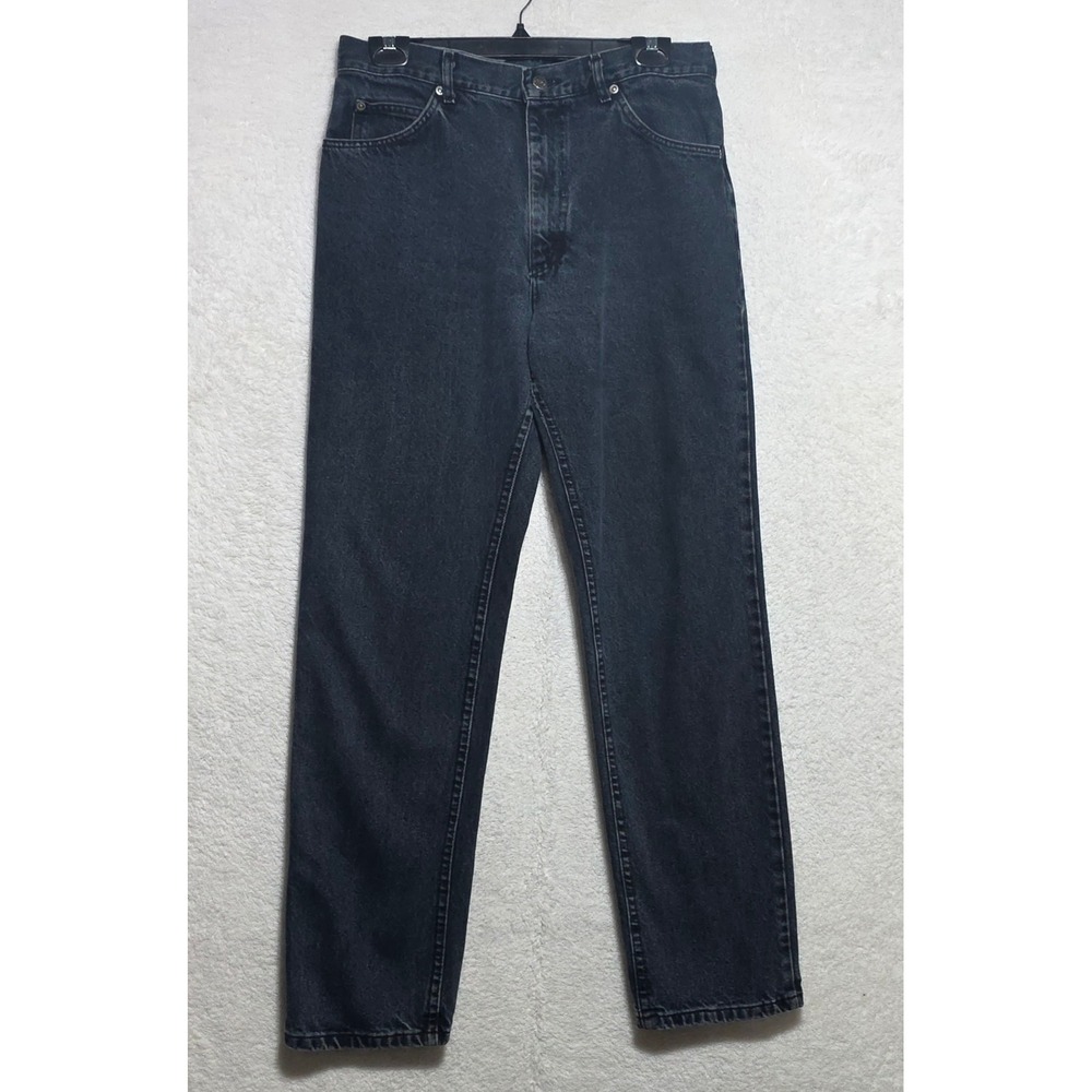 Vintage Lee Riders Men's 33x32 Black Jeans Made in USA Straight Leg Denim Dark
